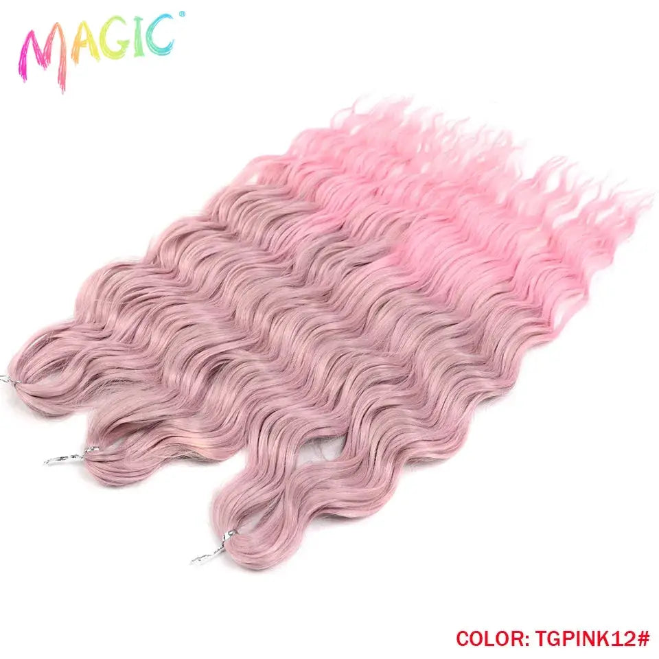 Anna Synthetic Hair 24in water-wave braiding extensions in pink ombre, Simples Market