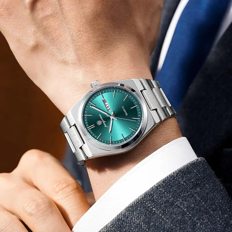 PAAZOMU Mens Quartz Watch Stainless Steel Waterproof Luminous Chronograph Date Multifunction Wristwatch