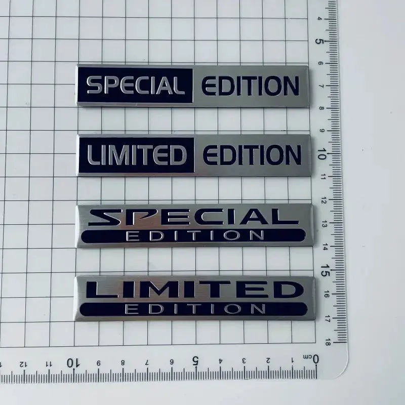 3D Metal Aluminium Silver Black Logo Emblem Badge for Car Fender and Trunk Universal Fit Limited Edition
