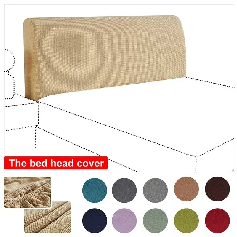 Simples Market beige polar fleece bed head cover for home, elastic all-in-one headboard cover