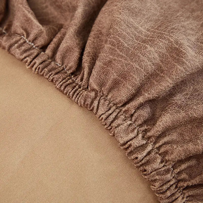 Simples Market brown PU cloth sofa cover with elastic edge for 1/2/3 seater sofas.