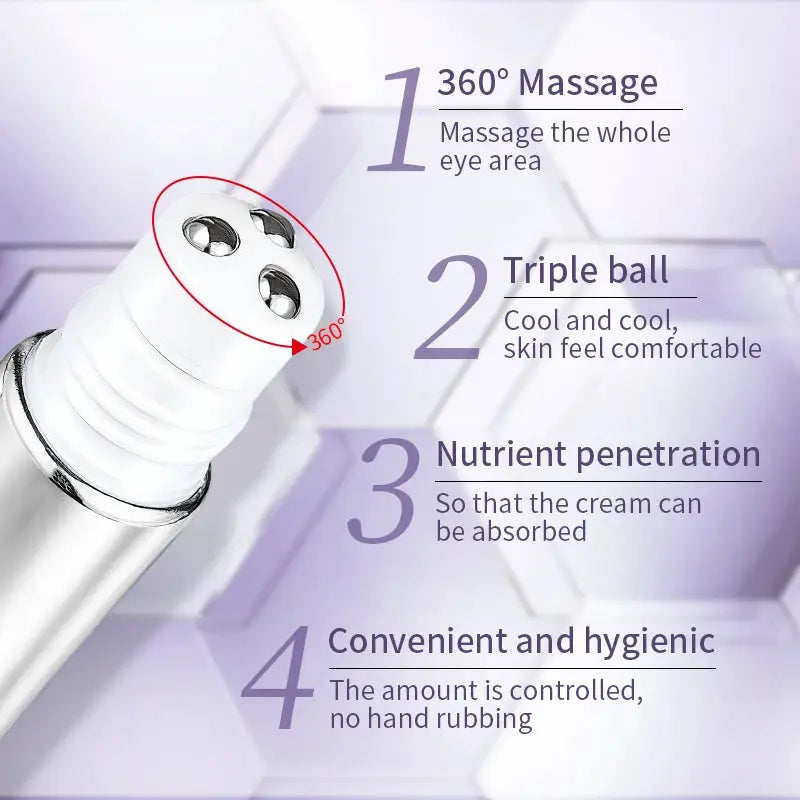 O'CHEAL Eye Cream Roller Massager With Hyaluronic Acid Reduces Puffiness Dark Circles And Wrinkles
