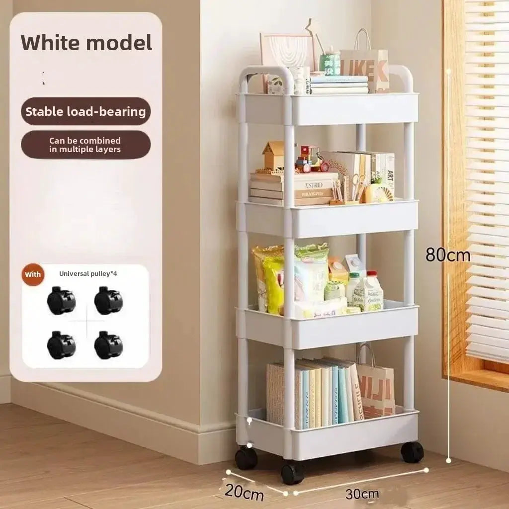 Multifunctional Storage Cart With Open Shelves For Living Room Kitchen And Bedroom Book Display Decor Organizer