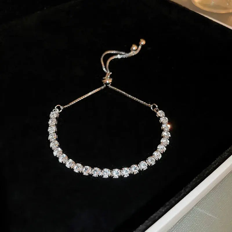 Wave Geometry Adjustable Bracelet Bangle Luxury Rhinestone Crystal Jewelry For Women Wedding Wristband Fashion