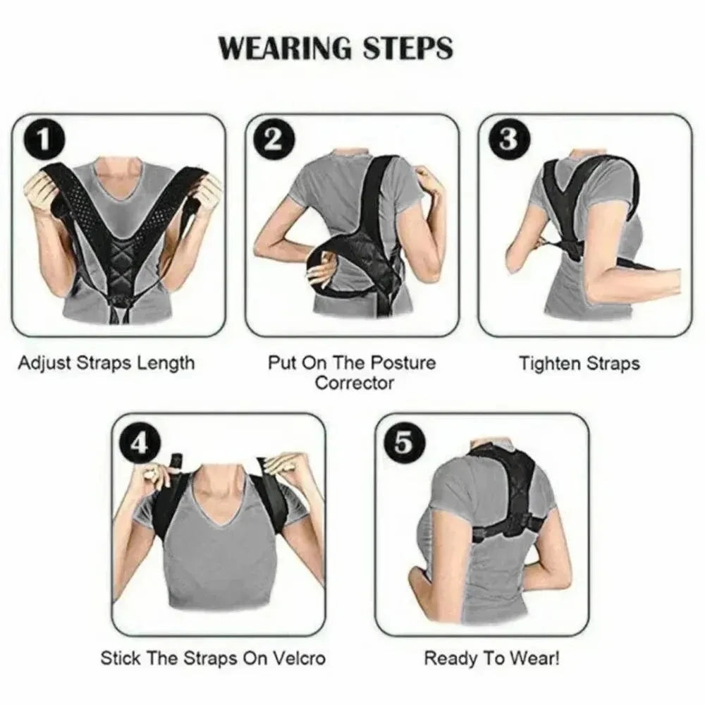 PosturePro Back Posture Correction Belt Unisex Breathable Support for Standing and Sitting