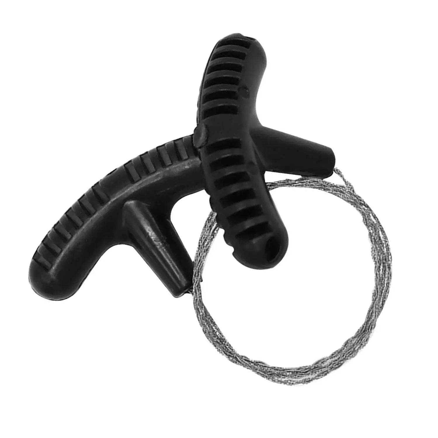 Simples Market portable survival chain saw with black ergonomic handles and braided cord