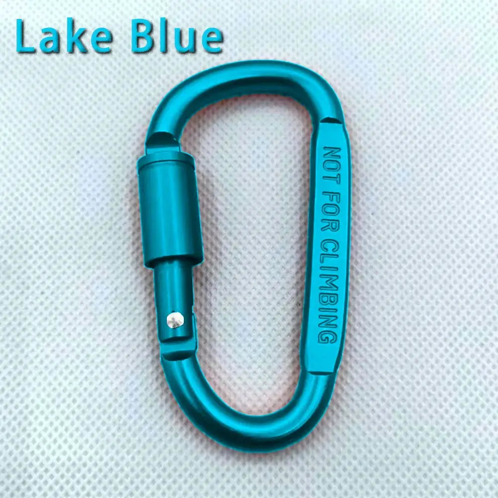 Carabiner keychain aluminium alloy, lake blue, with locking D-shape; not for climbing