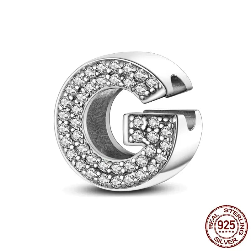 26 Alphabet Beads A To Z 925 Sterling Silver Love Charm Fit Original Bangle Charms Bracelet CZ Zircon Jewelry