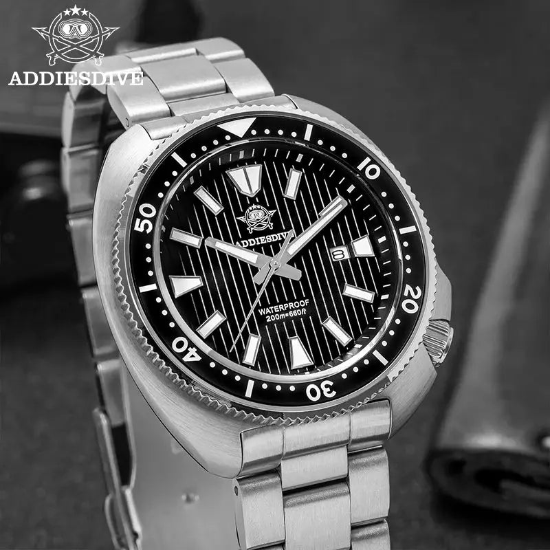 ADDIESDIVE Men's New Outdoor Quartz Watch 200M Diving BGW9 Super Blue Luminous Watch Sapphire Glass Men's Stainless Steel Watch