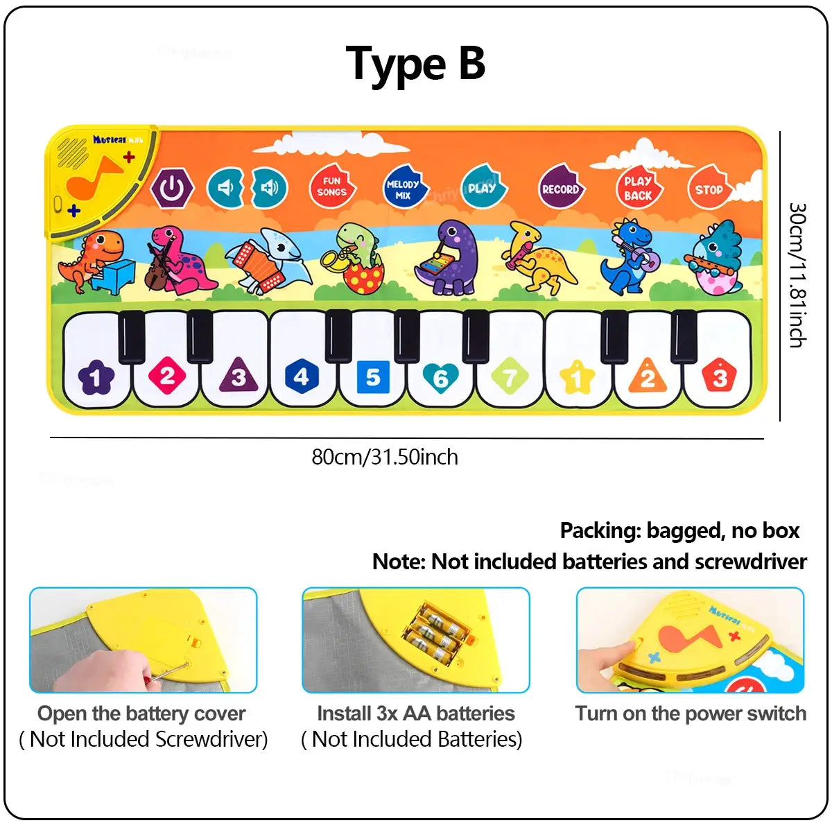 Piano Mat For Kids 80 By 30 Cm Floor Keyboard Dance Mat Play Musical Carpet For Toddlers Girls And Boys Gift