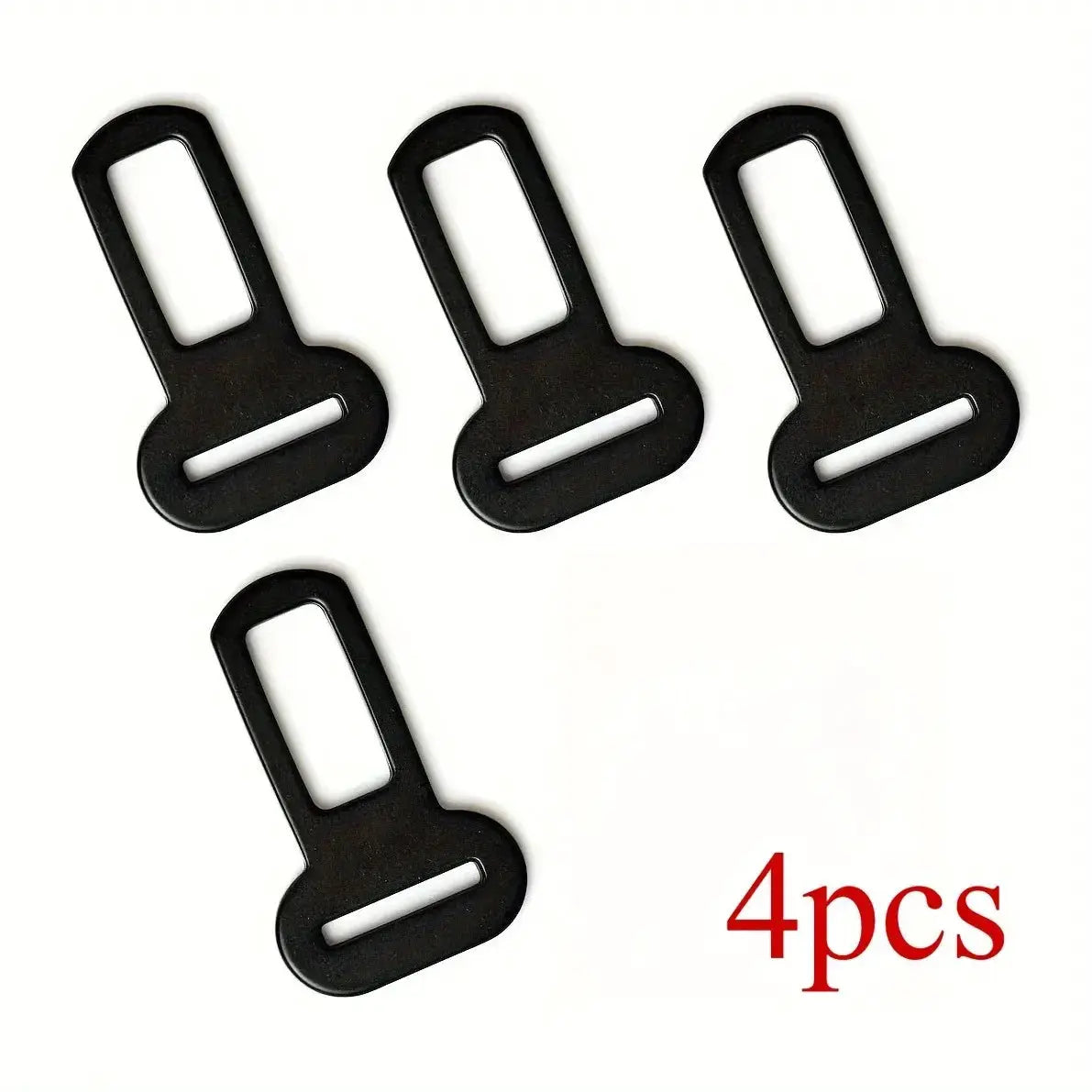 Pet seat belt adapters, black metal clips for car and truck seats, 4 pcs
