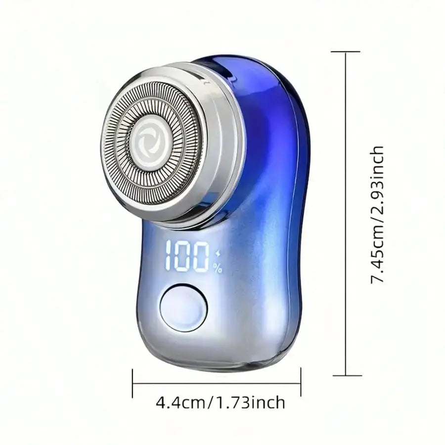 Simples Market cordless rechargeable foil shaver for men with digital display, blue compact travel size