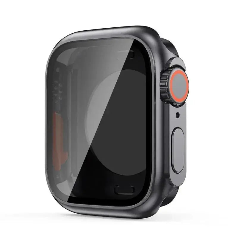 Apple Watch bumper case with hard PC front screen protector, black, for 40–46mm models