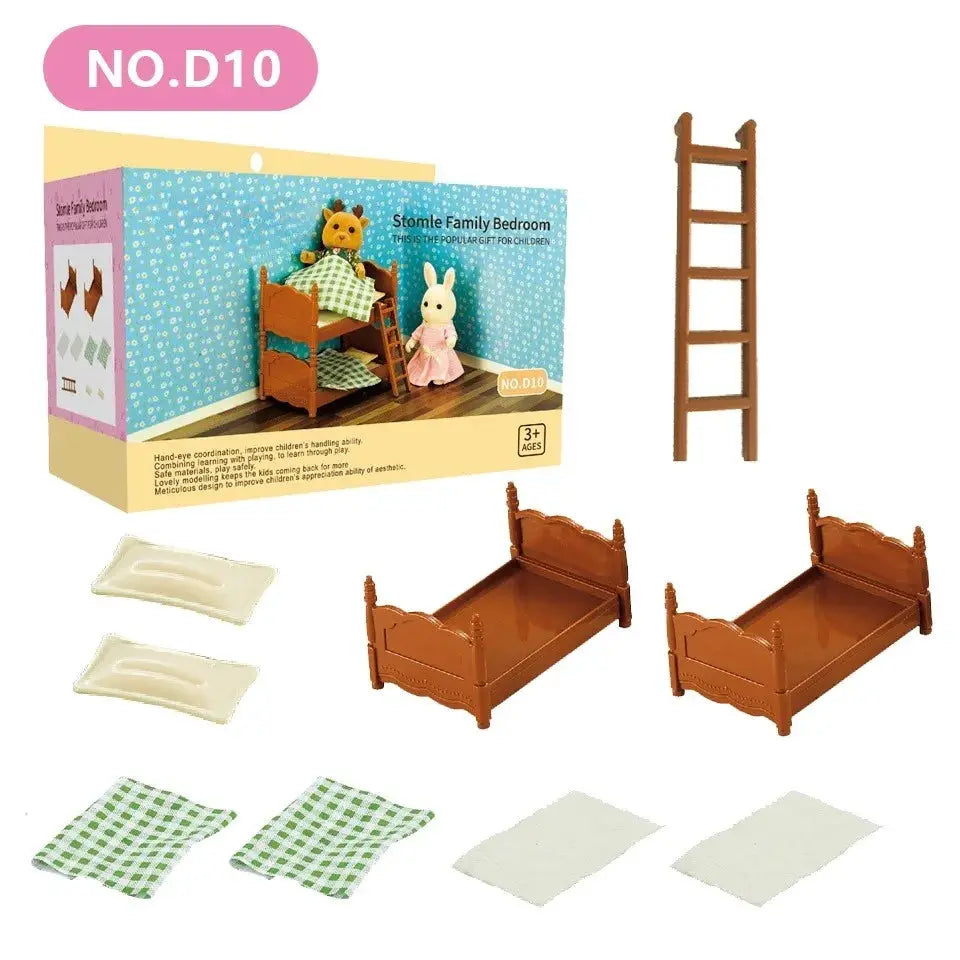 Dollhouse Furniture Set For Bathroom Kitchen Laundry With Fridge And Washing Machine Miniature Pretend Play Toys