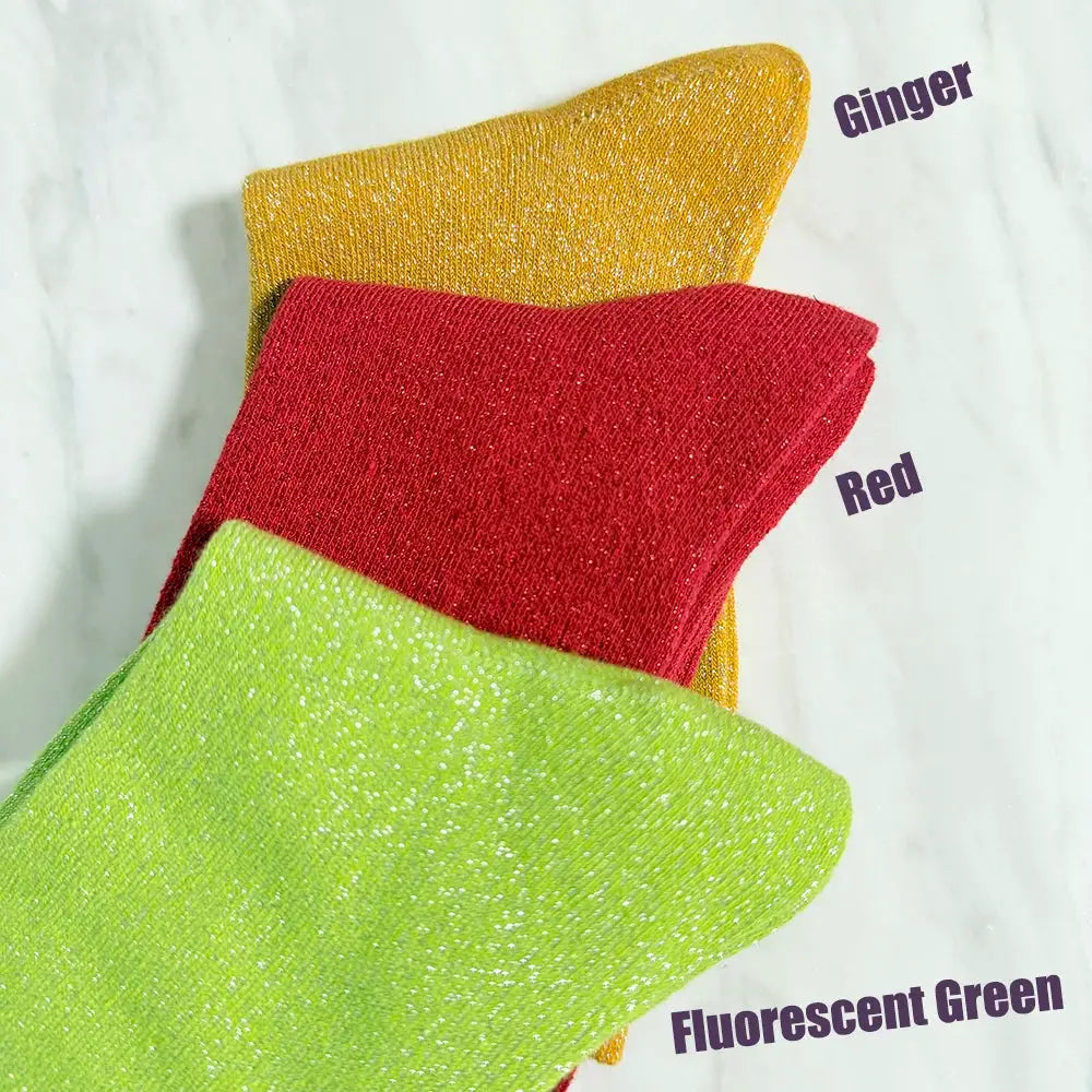 Korean Silk Co Shiny Silk Candy Colored Socks Set Three Pairs Of Cotton Knit Korean Style Hosiery