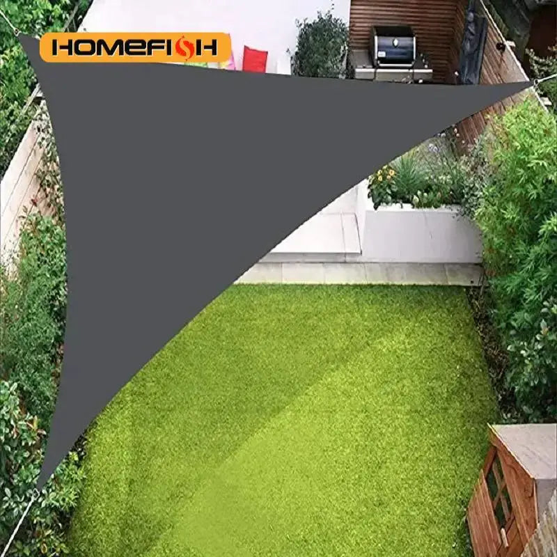 3x3x3m folding waterproof triangle sun shade sail canopy with gray fabric, HOMEFISH logo visible
