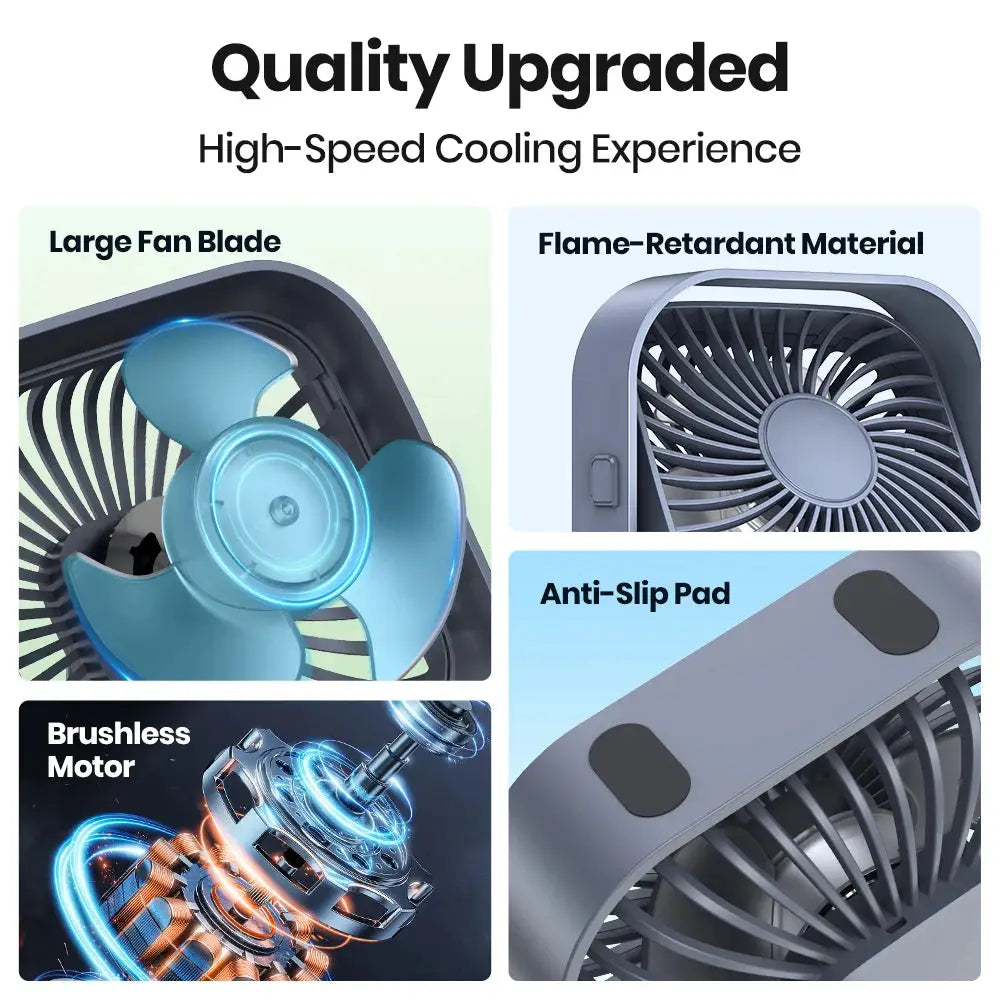 TOPK Mini Portable USB Desk Fan With Strong Airflow And Quiet Operation 3 Speed 360 Degree Rotatable Standing Fan