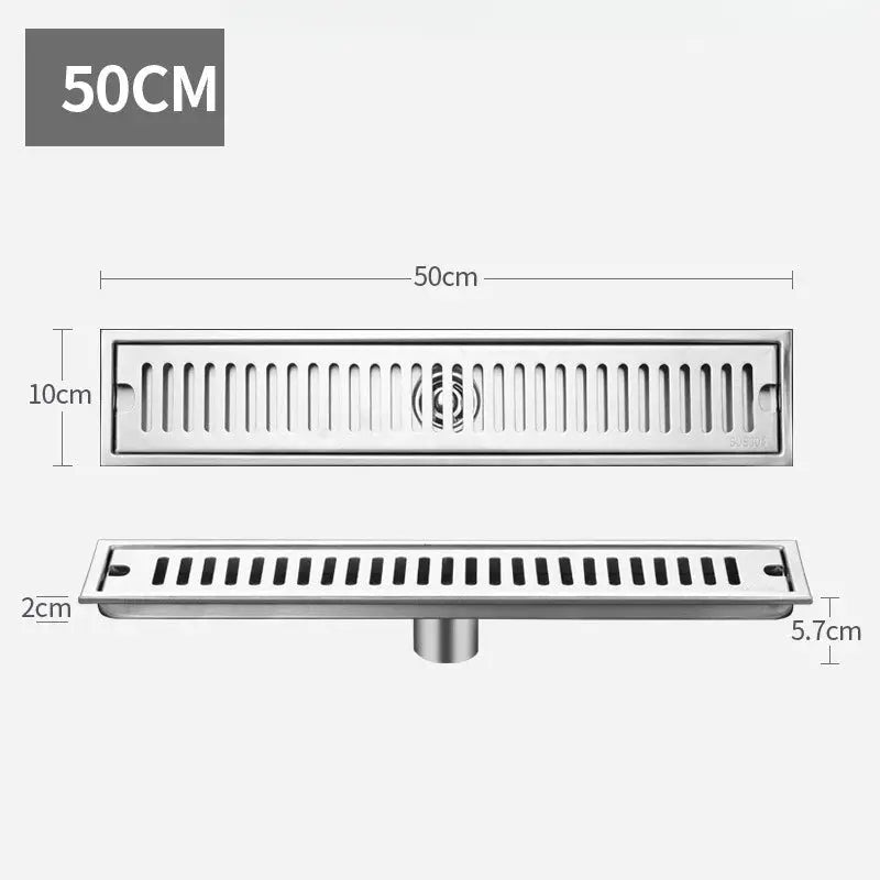 Long rectangular floor drain, 50cm, stainless steel 304, Simples Market