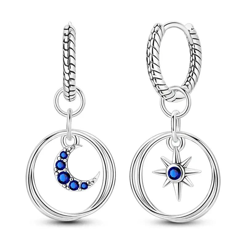 Original 925 Sterling Silver Blue Zirconium Butterfly Hoop Earrings For Women Colored Fine Jewelry Party Earrings