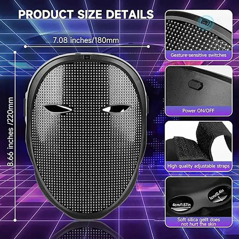Bluetooth App Controlled LED Mask With Programmable Face Effects