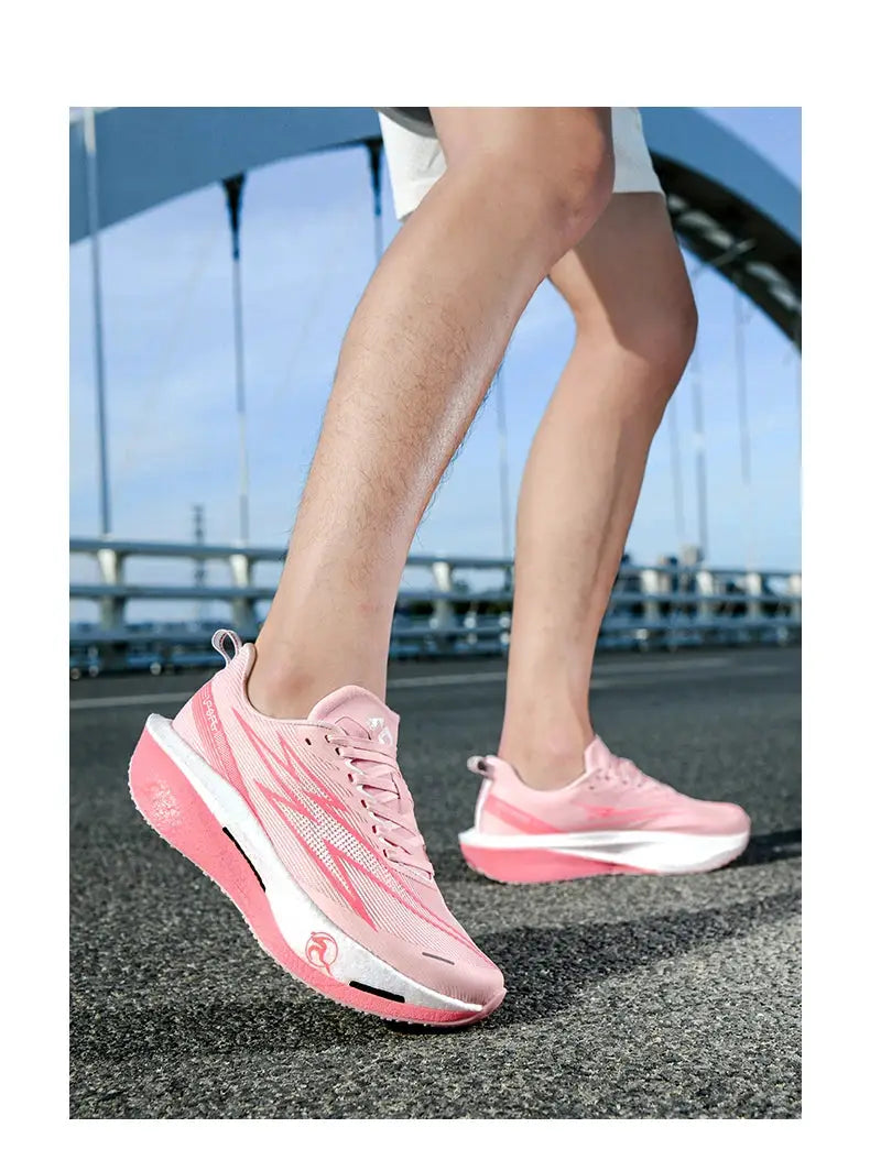 Pink running shoes with breathable mesh and white sole for women athletic sneakers