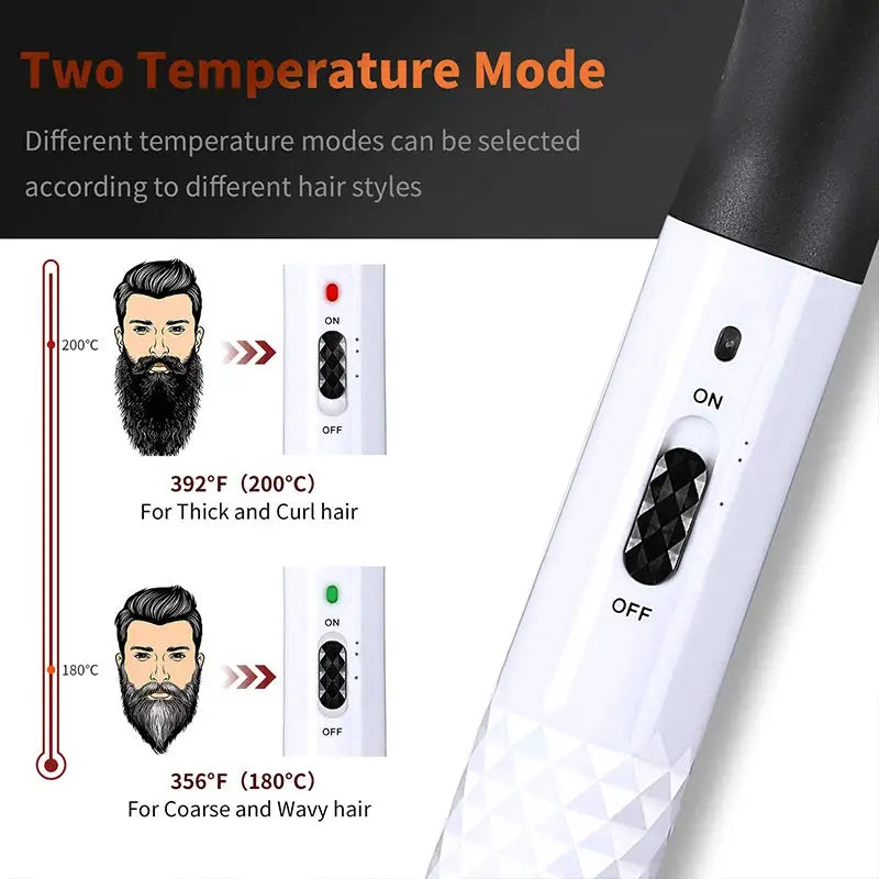 Simples Market hot comb straightener in white with black top; dual temperature settings 392°F/200°C and 356°F/180°C.