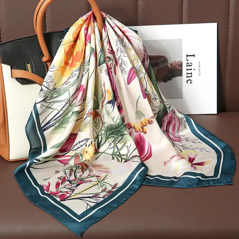 Luxe Silk Satin Square Scarf Silk Feel Finish Versatile Fashion Wrap For Shawl Hijab Neckerchief Hair Ribbon Headband