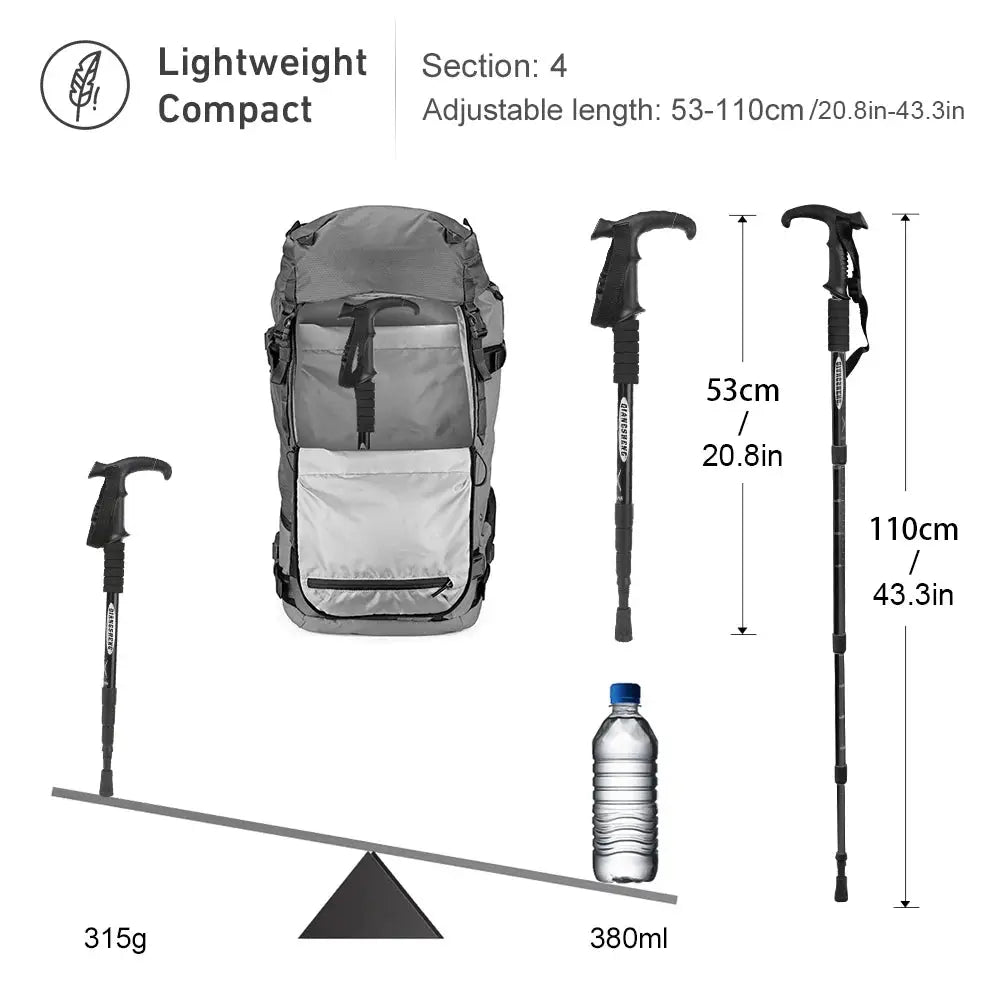 Outdoor Folding Trekking Pole 4 Section Portable Telescopic Hiking Stick Lightweight For Camping And Climbing