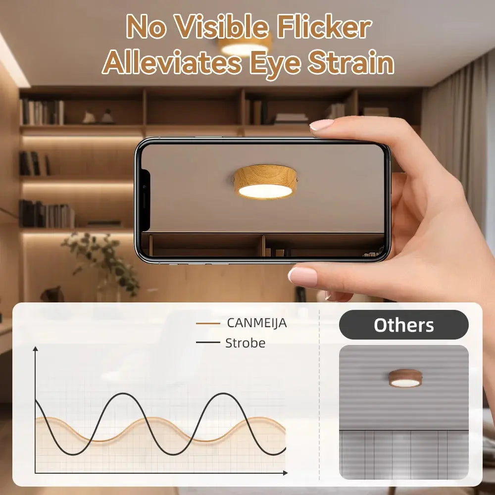 Simples Market GX53 Downlight wooden ceiling lamp, round wood finish, 220V LED indoor lighting