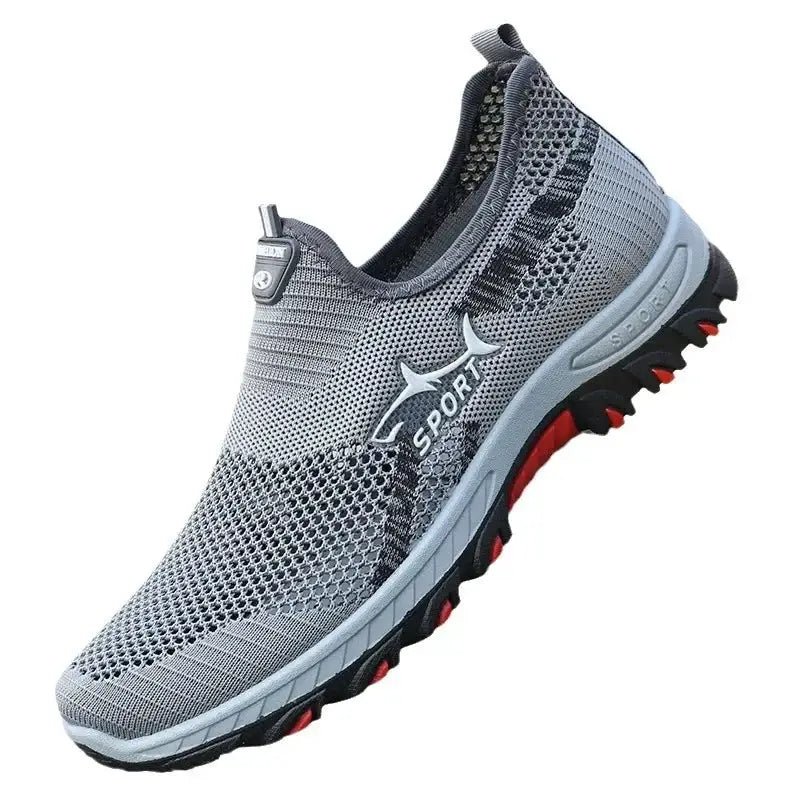 Men's summer mesh sneakers, gray breathable lightweight athletic shoes