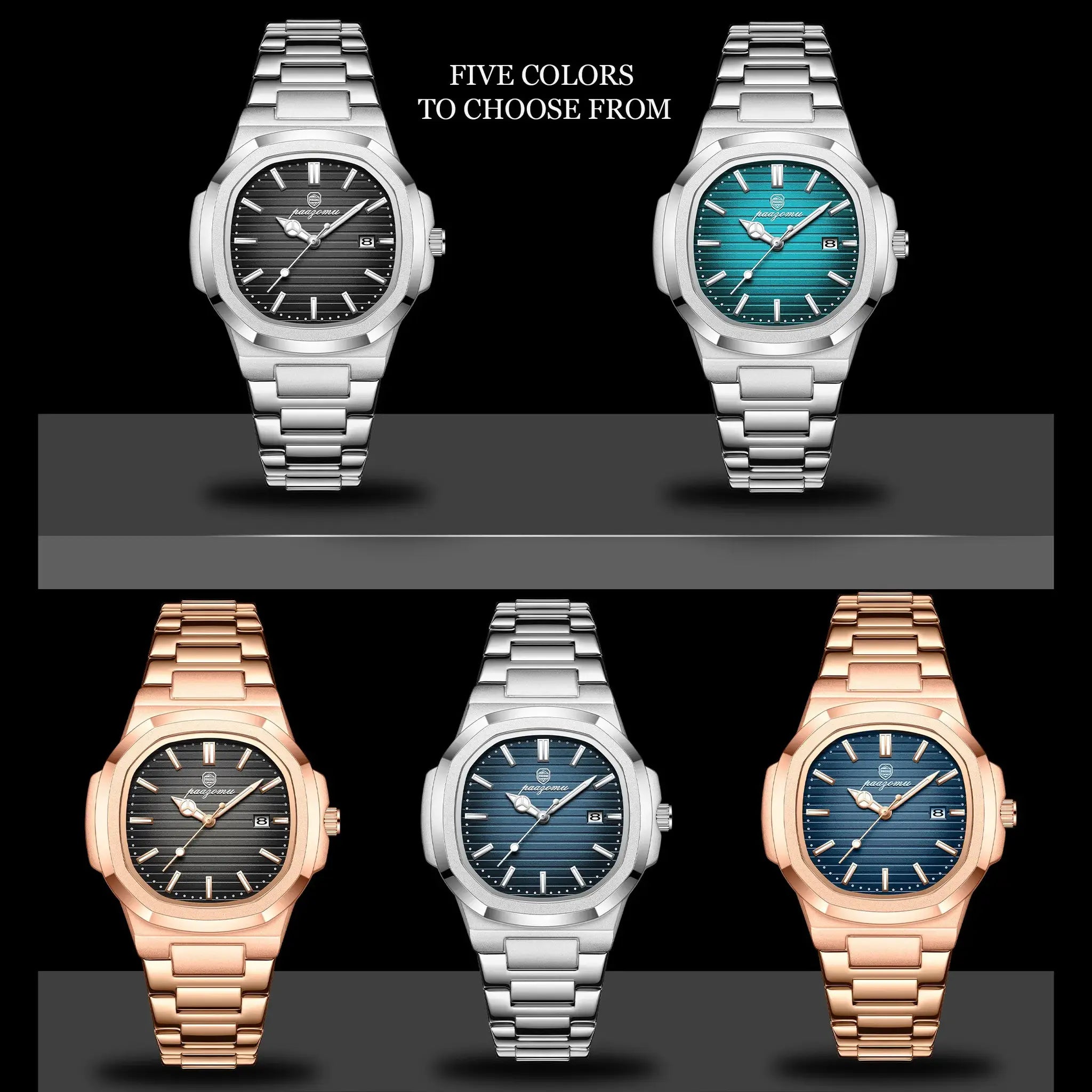 2026 Mens Fashion Watch Stainless Steel Waterproof Luminous Dial Quartz Movement With Date And Week