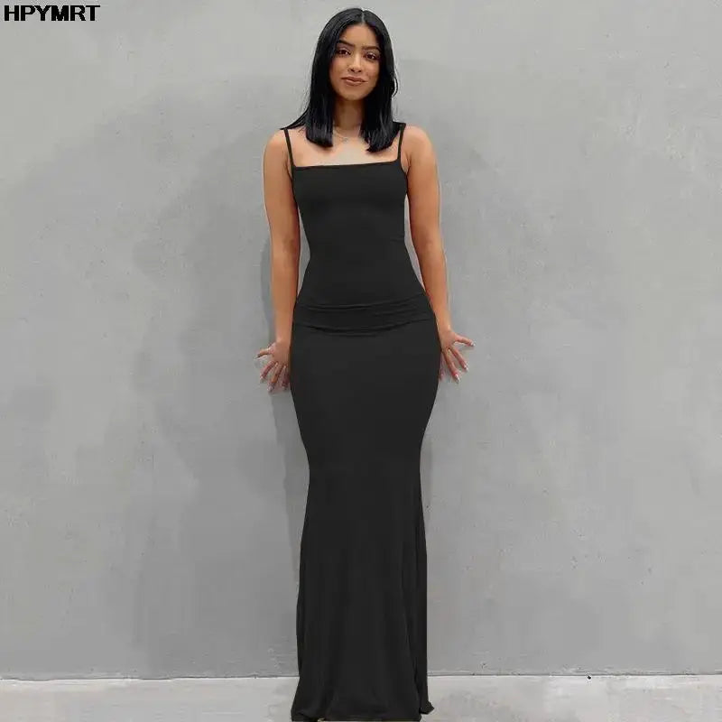 LuxeSilk Satin Slip Maxi Dress Sleeveless Backless Bodycon Elegant Party Ready Y2K Revival
