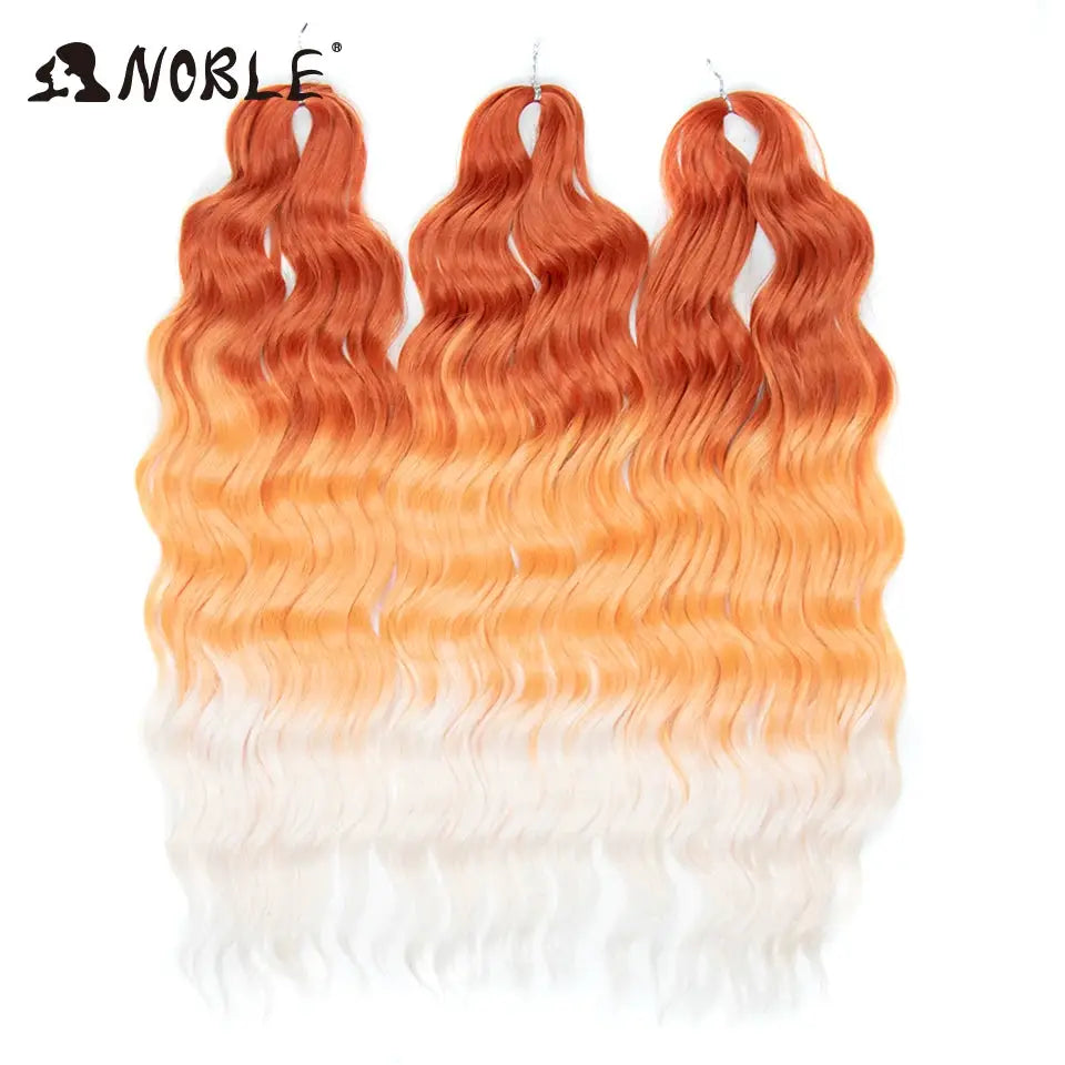 Noble Hair synthetic loose deep wave 24in braiding extensions, orange to blonde ombre, 3 bundles