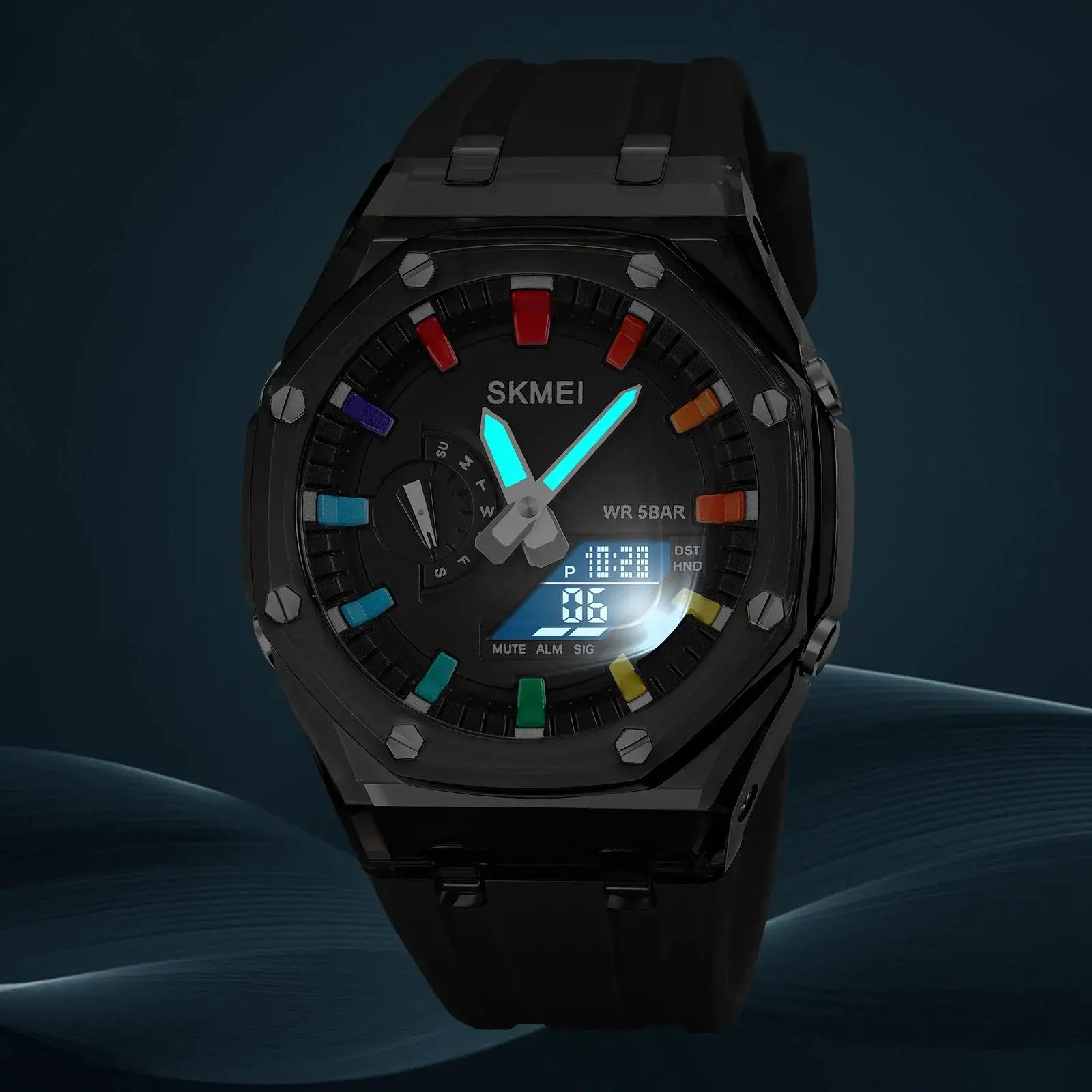 SKMEI 2100 Digital Sports Watch Waterproof Countdown Stopwatch LED Light Dual Time Alarms
