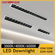 Three SUNMEISU LED line recessed rectangle downlights; white grille, 10/20/30W, AC85-265V for home and shop decor