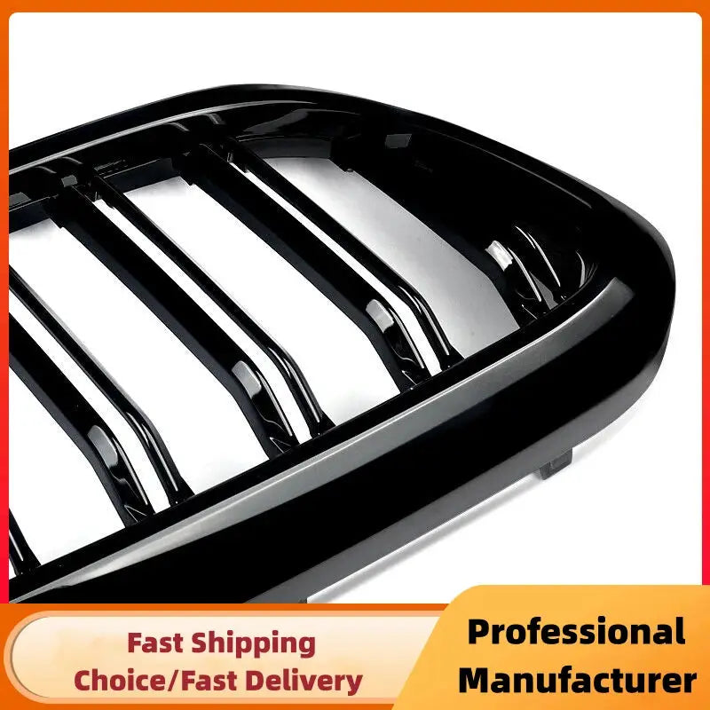 BMW 5 Series front bumper racing grille, glossy black double-slat kidney by Simples Market