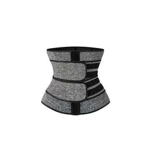 Waist trainer corset belt in grey heather with black straps for men’s fitness