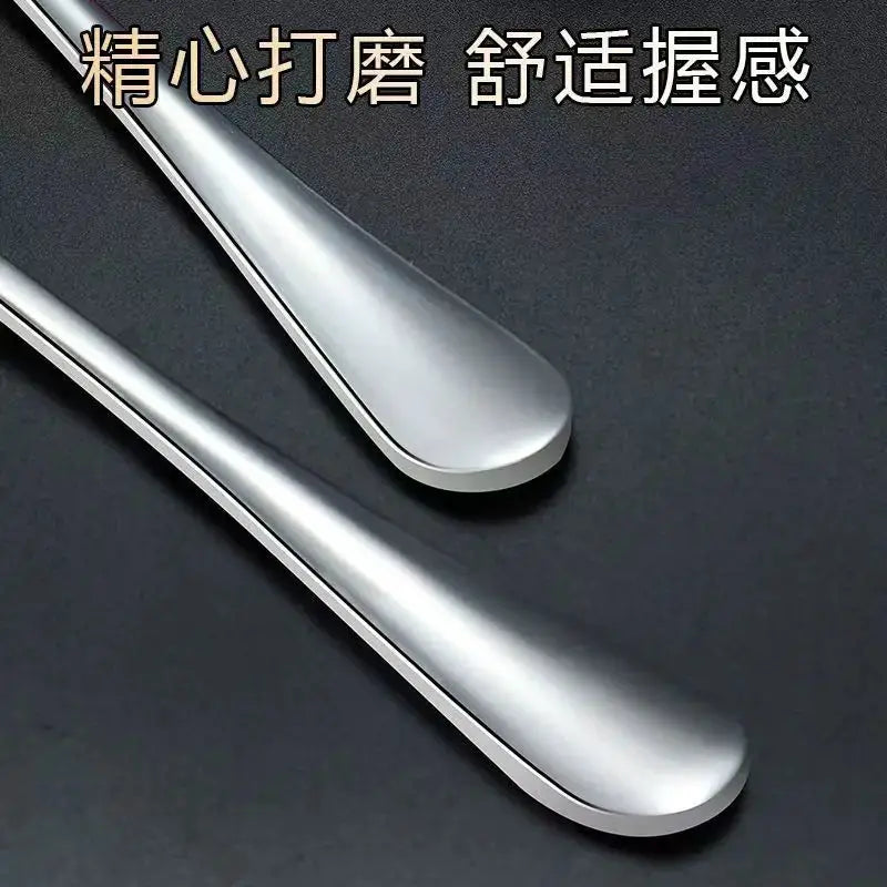 Six Piece Long Handled Stainless Steel Spoon Set Coffee Ice Thickened Design Pointed Stirring Spoons With Round Tips