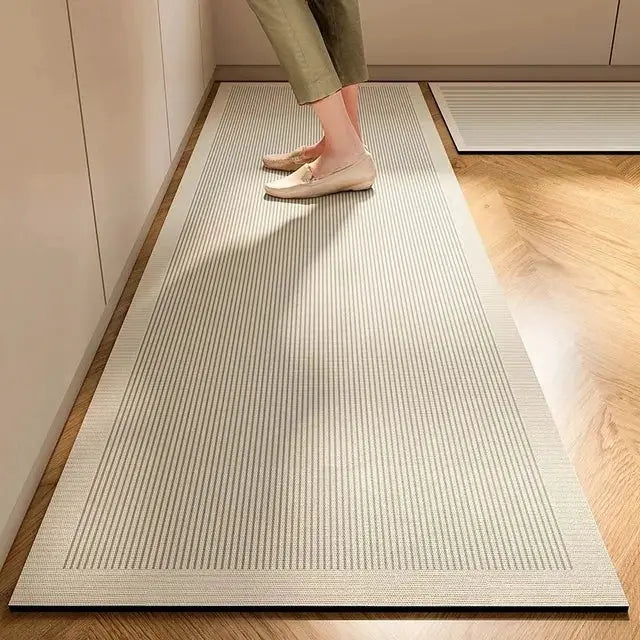 Japanese-style diatomite mud floor mat runner for kitchen, beige, anti-slip, highly absorbent, Simples Market