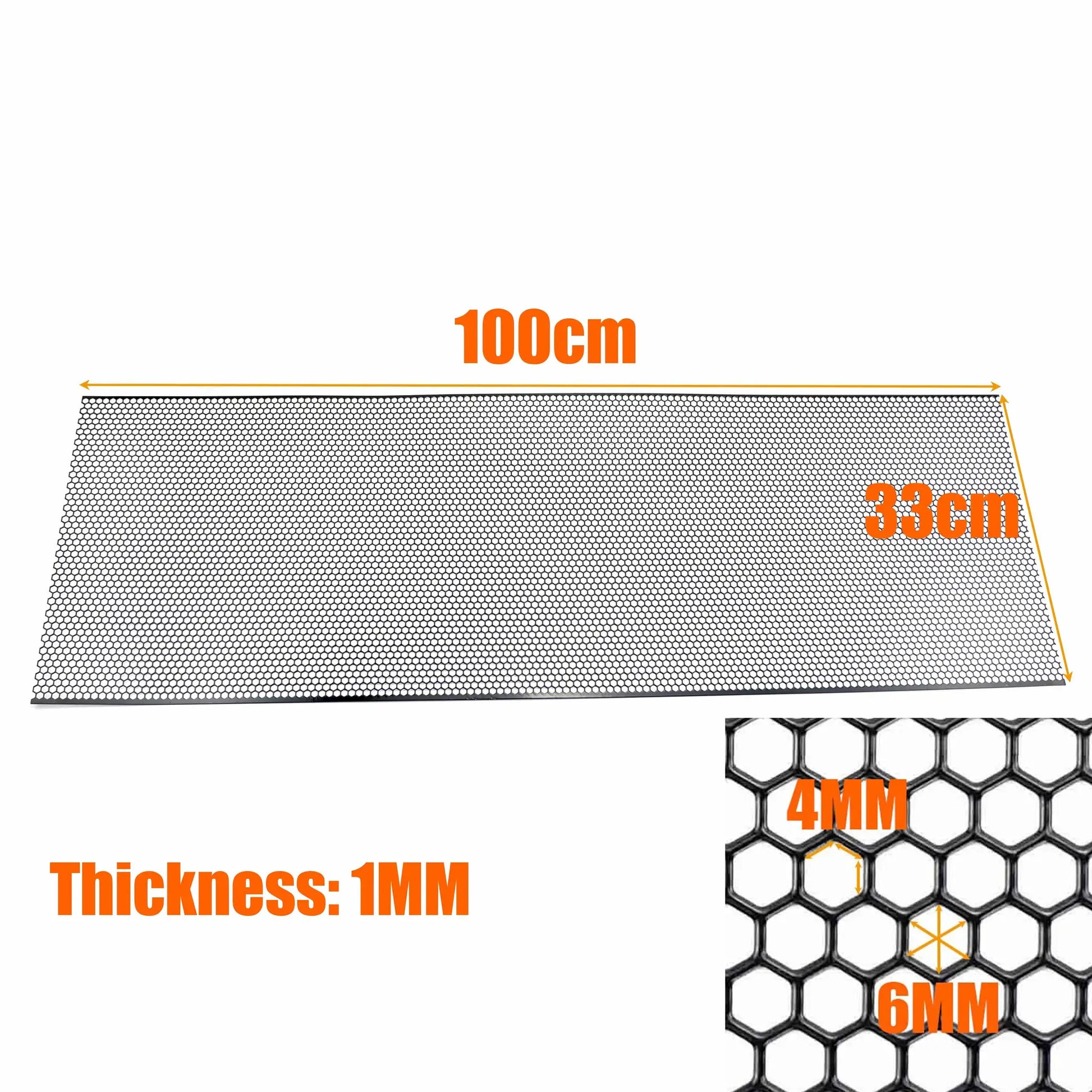 Simples Market 100x33cm Aluminium bumper grille mesh net, black hex pattern for cars
