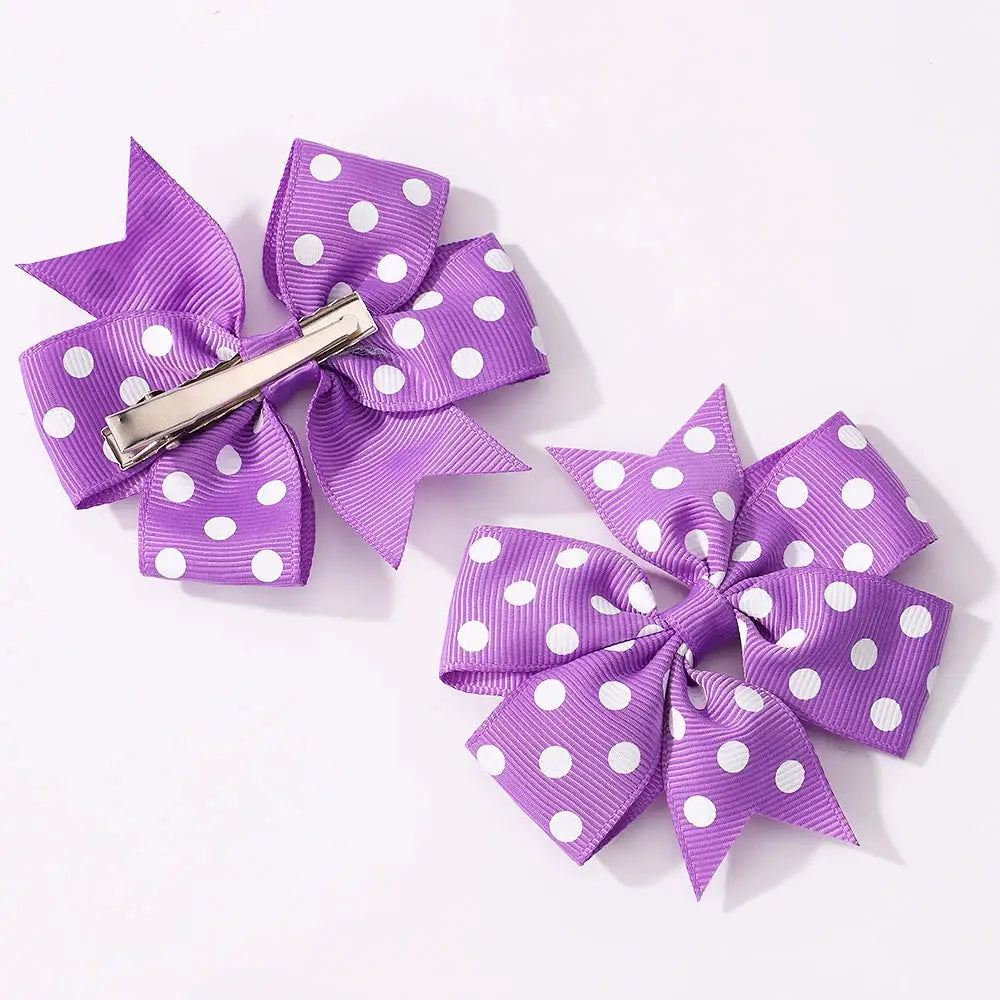 3 Piece Pack Solid Dot Hair Bows For Girls Boutique Bowknot Hair Accessories Colorful Kids Hair Clips