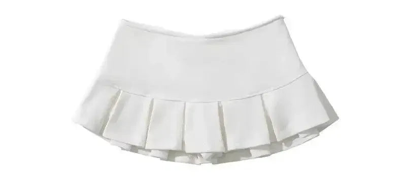 Mooyufon Fabric Y2K mini skirt, light grey with wide pleats, casual A-line design