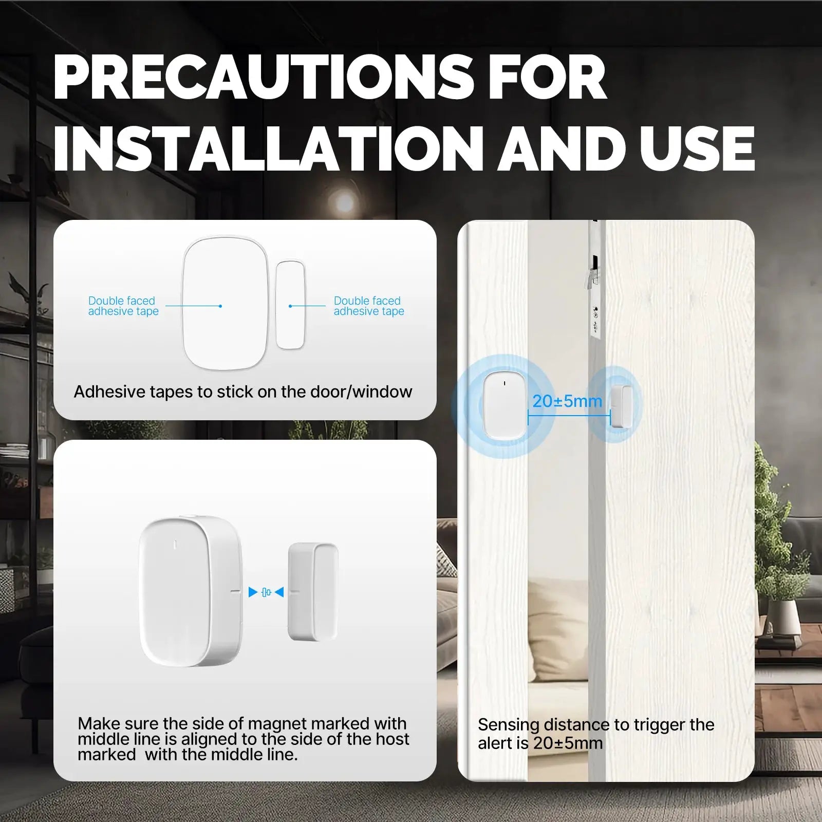 MOES ZigBee window/door sensor kit by Simples Market; white sensor with magnet and adhesive tapes