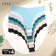 4pcs women's seamless thong panties by FineToo in assorted colors, low-waist