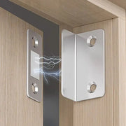 L-type magnetic door catch; silver stainless steel, two-piece cabinet latch set