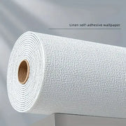 Simples Market linen self-adhesive wallpaper roll, white textured PVC, waterproof 3D linen finish