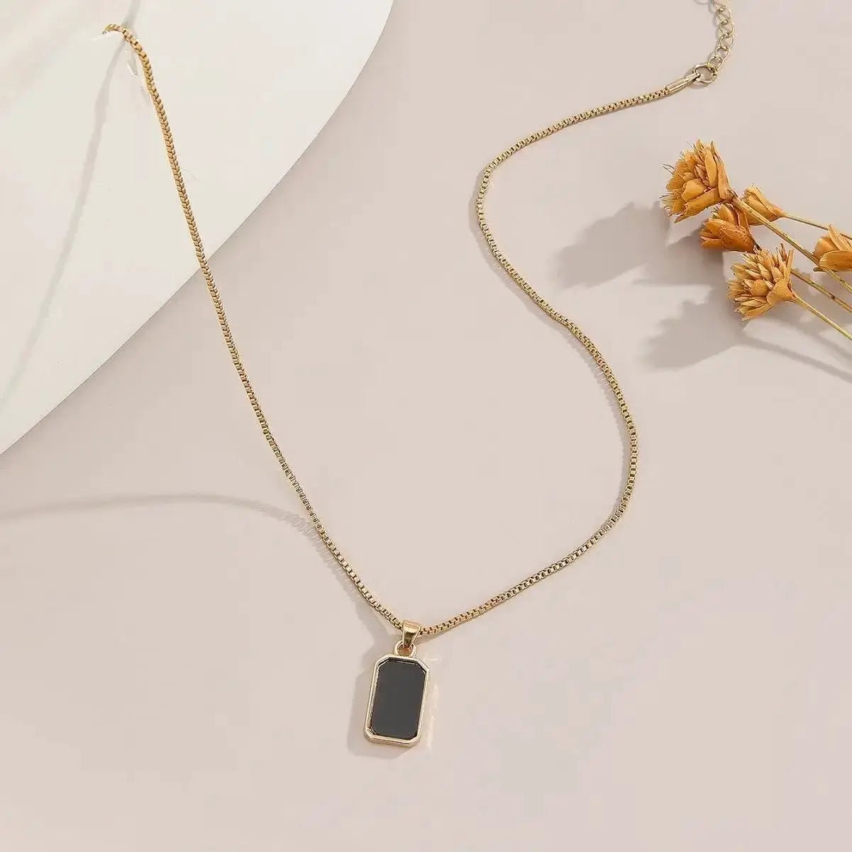 Sunflower Smile Face Rectangular Pendant Necklace For Women Zinc Alloy Fashion Jewelry - Simples Market