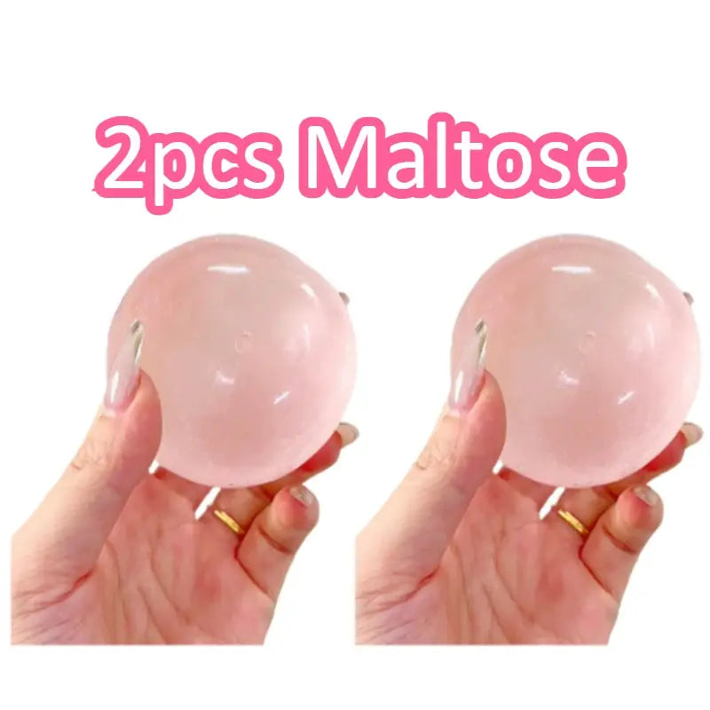 Blue Maltose Squishy Toy Mochi Ball Anti Stress Fidget Toy Soft Transparent Quick Rebound Decompression Ball
