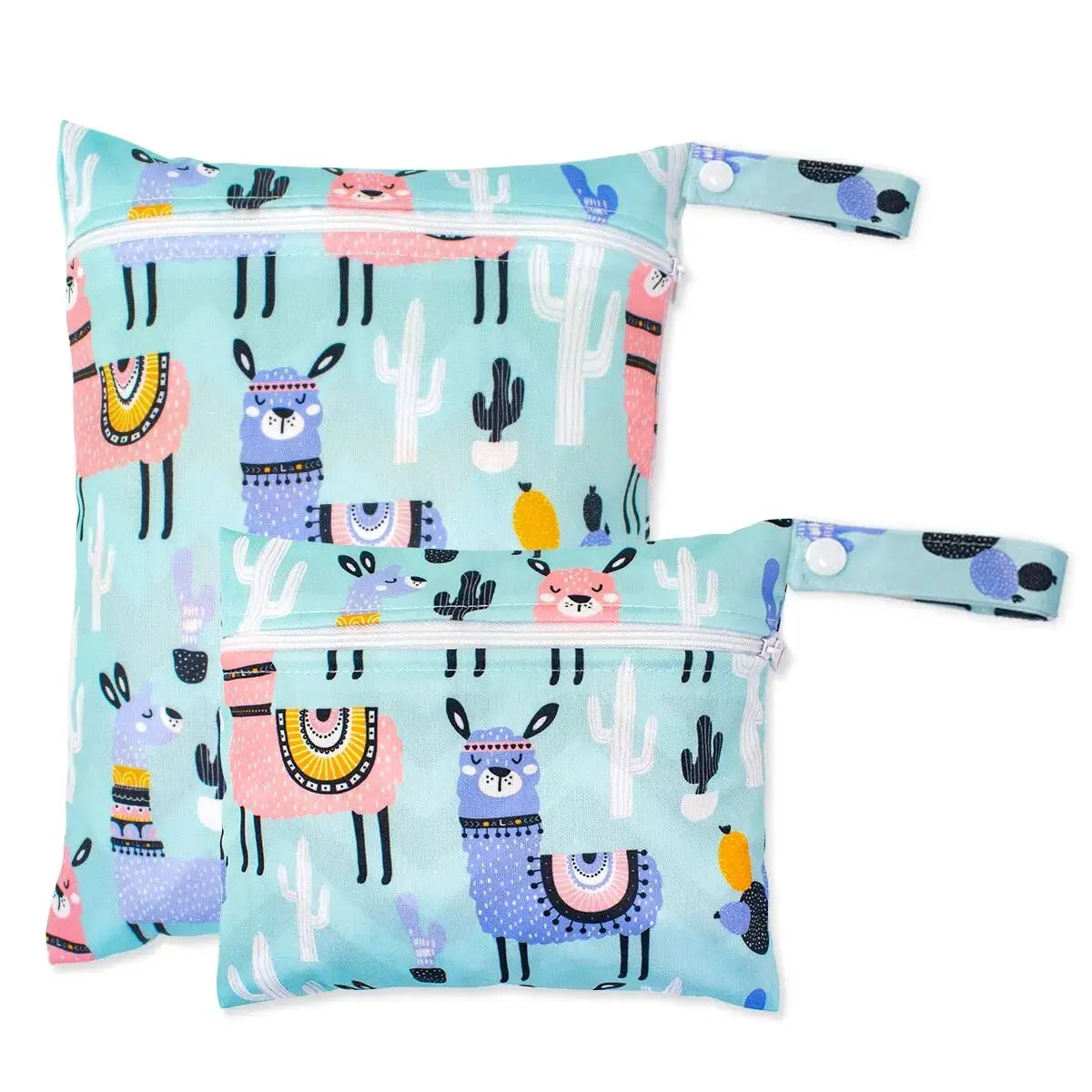 2 Pack Waterproof PUL Wet Bags With Zipper Closure And Hanging Loop Reusable Diaper Swim Gym Bags