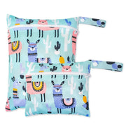 2 Pack Waterproof PUL Wet Bags With Zipper Closure And Hanging Loop Reusable Diaper Swim Gym Bags